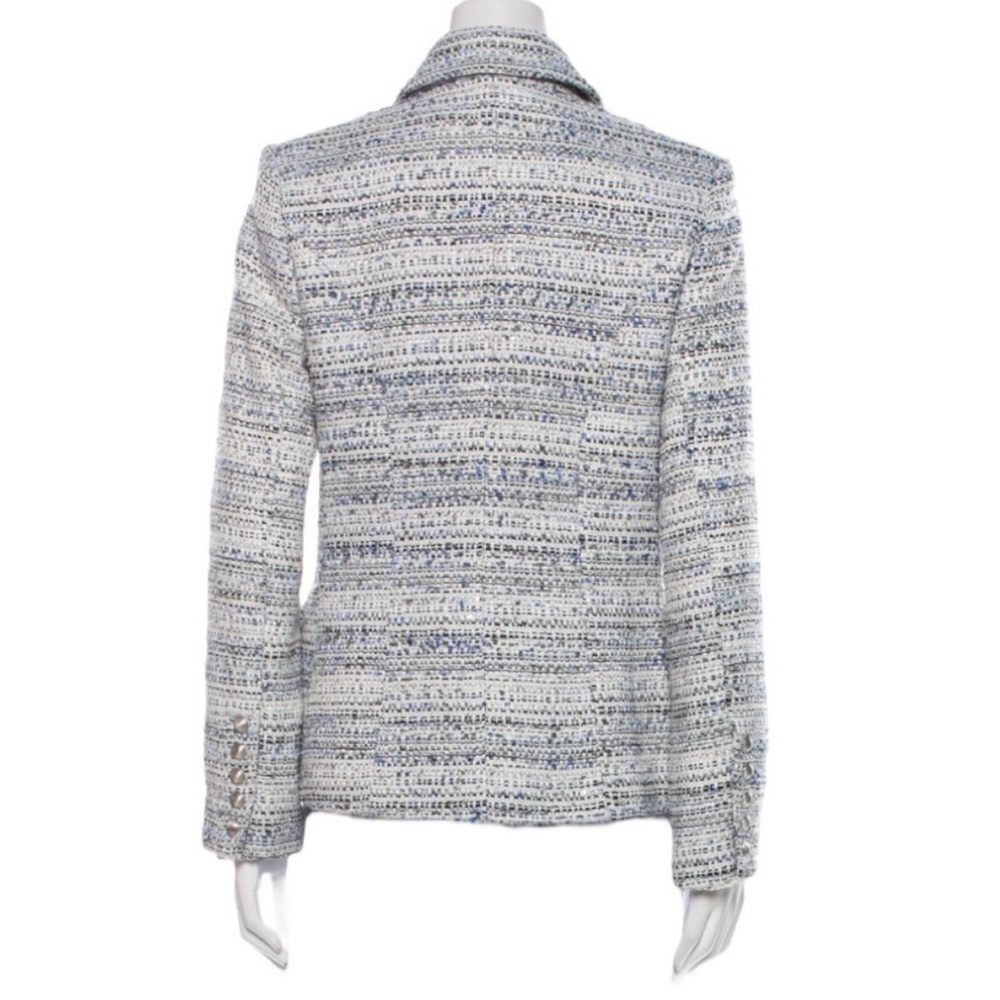 L'AGENCE White and Gray Tweed Double-Breasted Blazer - Picture 4 of 9